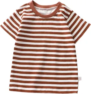 Toddler Boys Girls Striped T Shirts Short Sleeve Cotton Tops for Kids Crewneck Color Block Loose Fit Boys' Clothing Sets