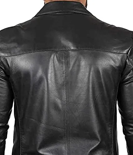Two Button Notch Lapel Black Blazer Men Coat || Men's Blazer Leather Jacket
