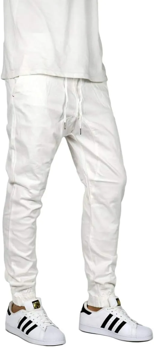 URBANJ Men's Elastic Waist Skinny Chino Jogger Pants