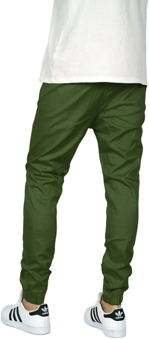 URBANJ Men's Elastic Waist Skinny Chino Jogger Pants