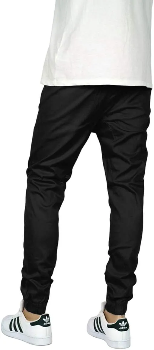URBANJ Men's Elastic Waist Skinny Chino Jogger Pants