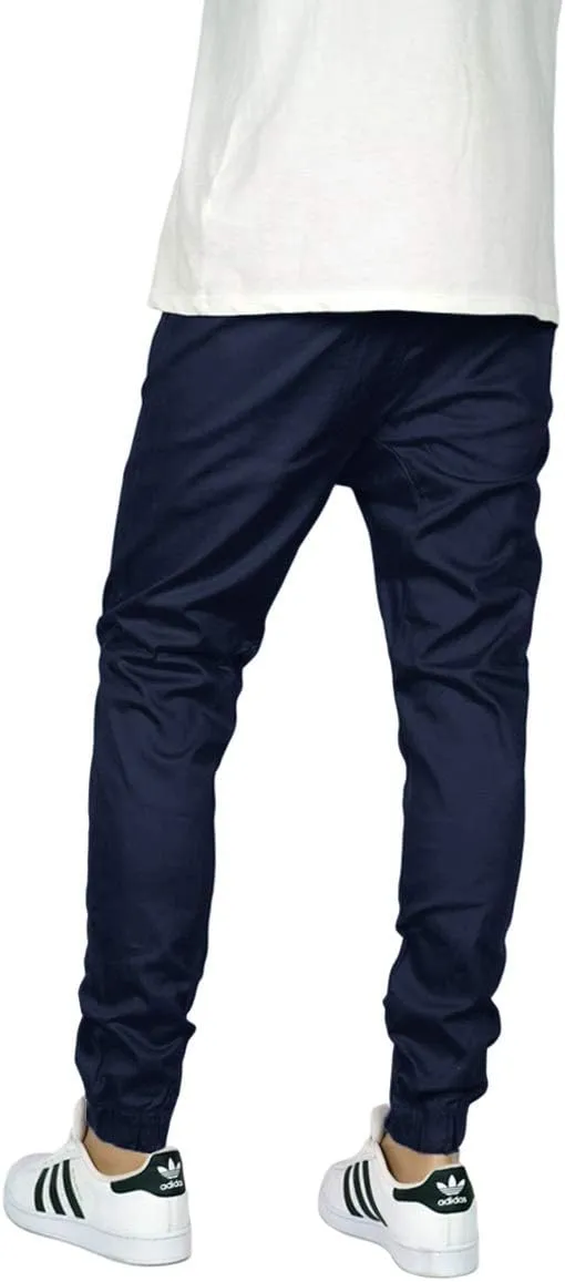 URBANJ Men's Elastic Waist Skinny Chino Jogger Pants