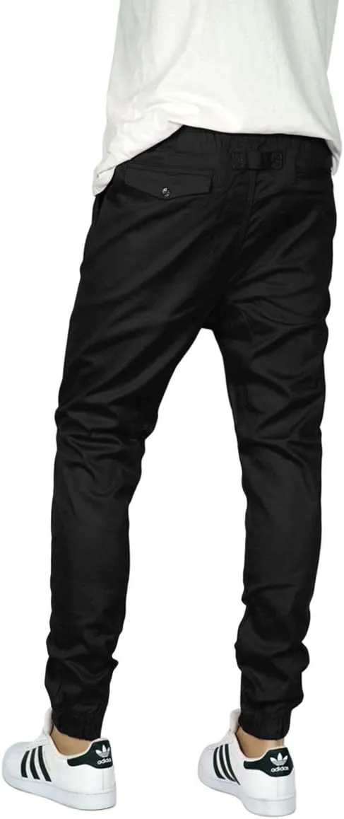 URBANJ Men's Elastic Waist Skinny Chino Jogger Pants