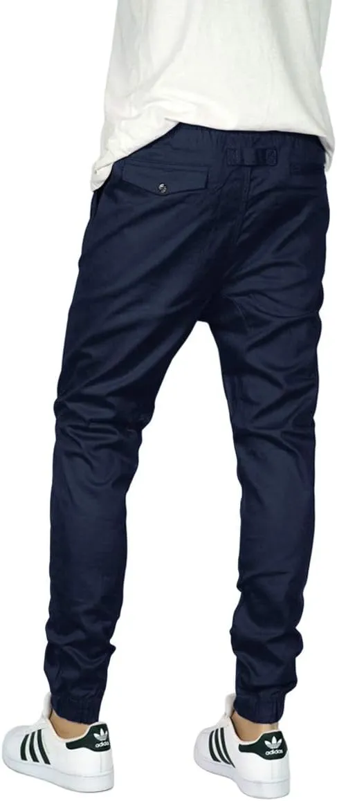 URBANJ Men's Elastic Waist Skinny Chino Jogger Pants