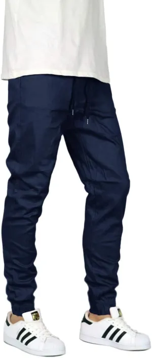 URBANJ Men's Elastic Waist Skinny Chino Jogger Pants