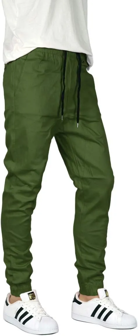 URBANJ Men's Elastic Waist Skinny Chino Jogger Pants