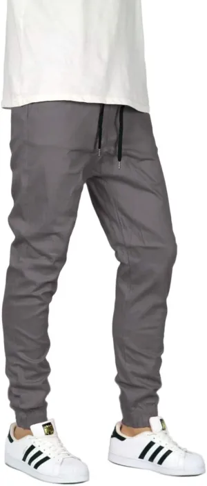URBANJ Men's Elastic Waist Skinny Chino Jogger Pants