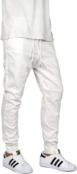 URBANJ Men's Elastic Waist Skinny Chino Jogger Pants