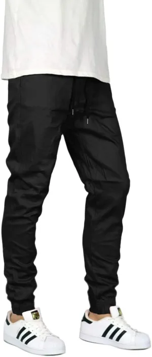 URBANJ Men's Elastic Waist Skinny Chino Jogger Pants