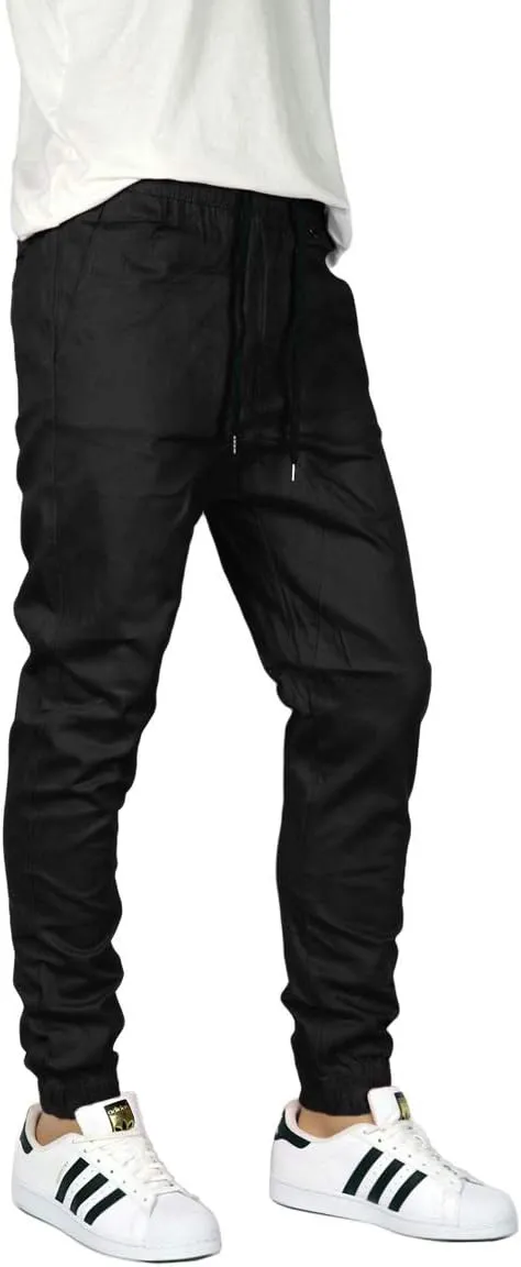 URBANJ Men's Elastic Waist Skinny Chino Jogger Pants