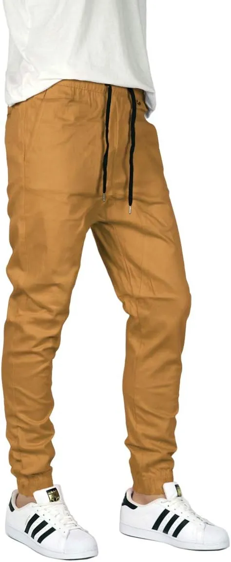 URBANJ Men's Elastic Waist Skinny Chino Jogger Pants