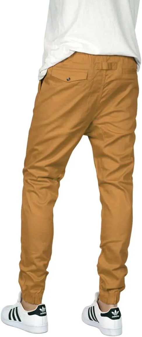 URBANJ Men's Elastic Waist Skinny Chino Jogger Pants