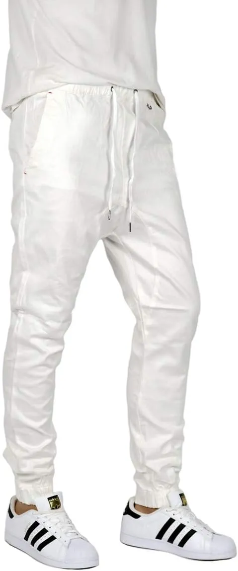 URBANJ Men's Elastic Waist Skinny Chino Jogger Pants