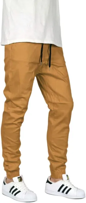 URBANJ Men's Elastic Waist Skinny Chino Jogger Pants