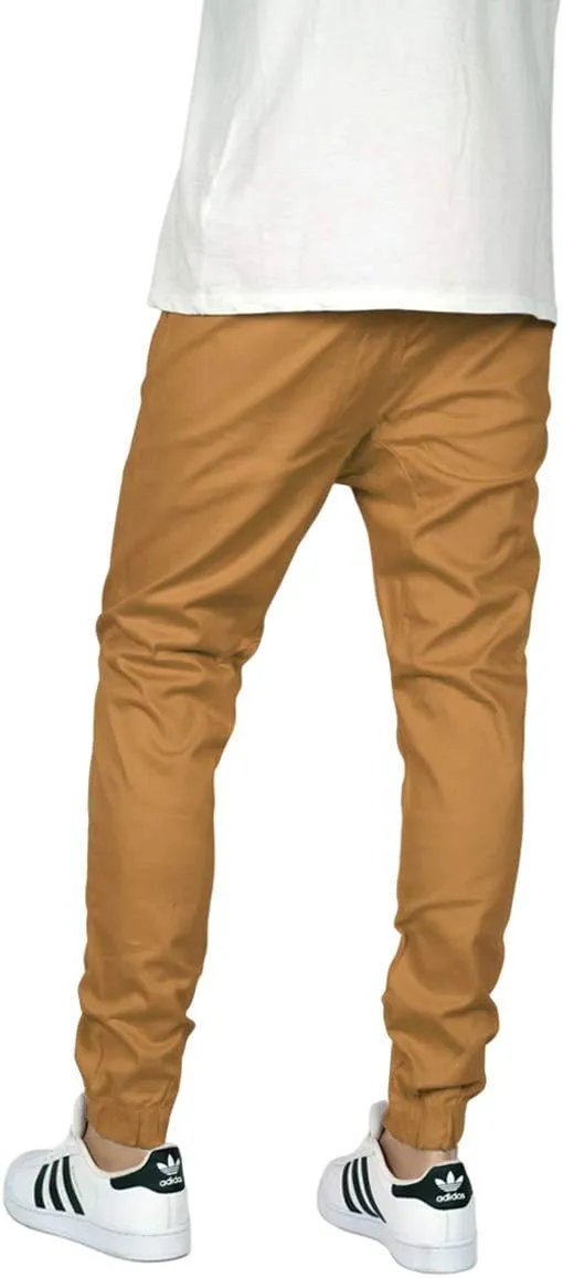 URBANJ Men's Elastic Waist Skinny Chino Jogger Pants