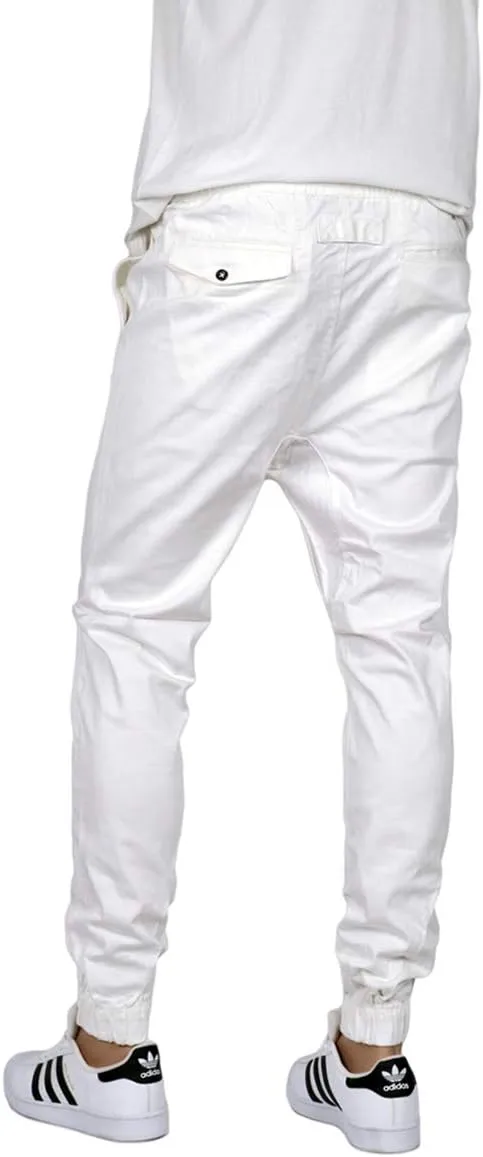 URBANJ Men's Elastic Waist Skinny Chino Jogger Pants