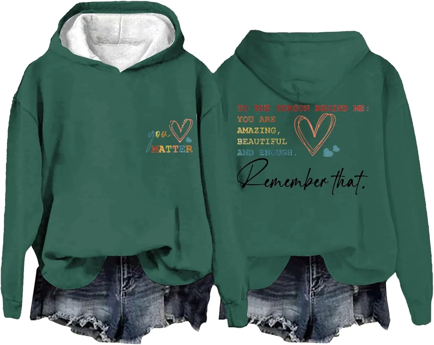 Valentines Hoodie for Women You Are Enough Hoodie to the Person Behind Me Hoodie Pullover Sweatshirts Y2k Tops