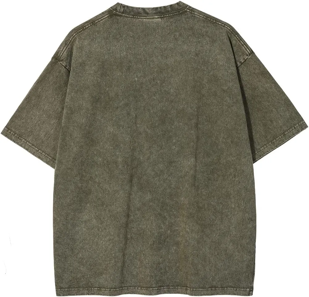 Vamtac Men's Oversized T Shirts Vintage Half Sleeves Cotton Casual Baggy Basic Tees Summer Solid Loose Tops Unisex