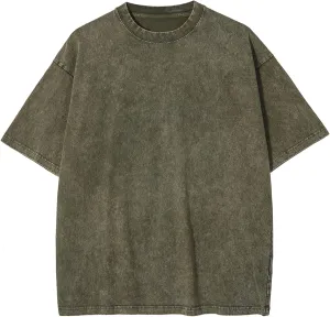 Vamtac Men's Oversized T Shirts Vintage Half Sleeves Cotton Casual Baggy Basic Tees Summer Solid Loose Tops Unisex
