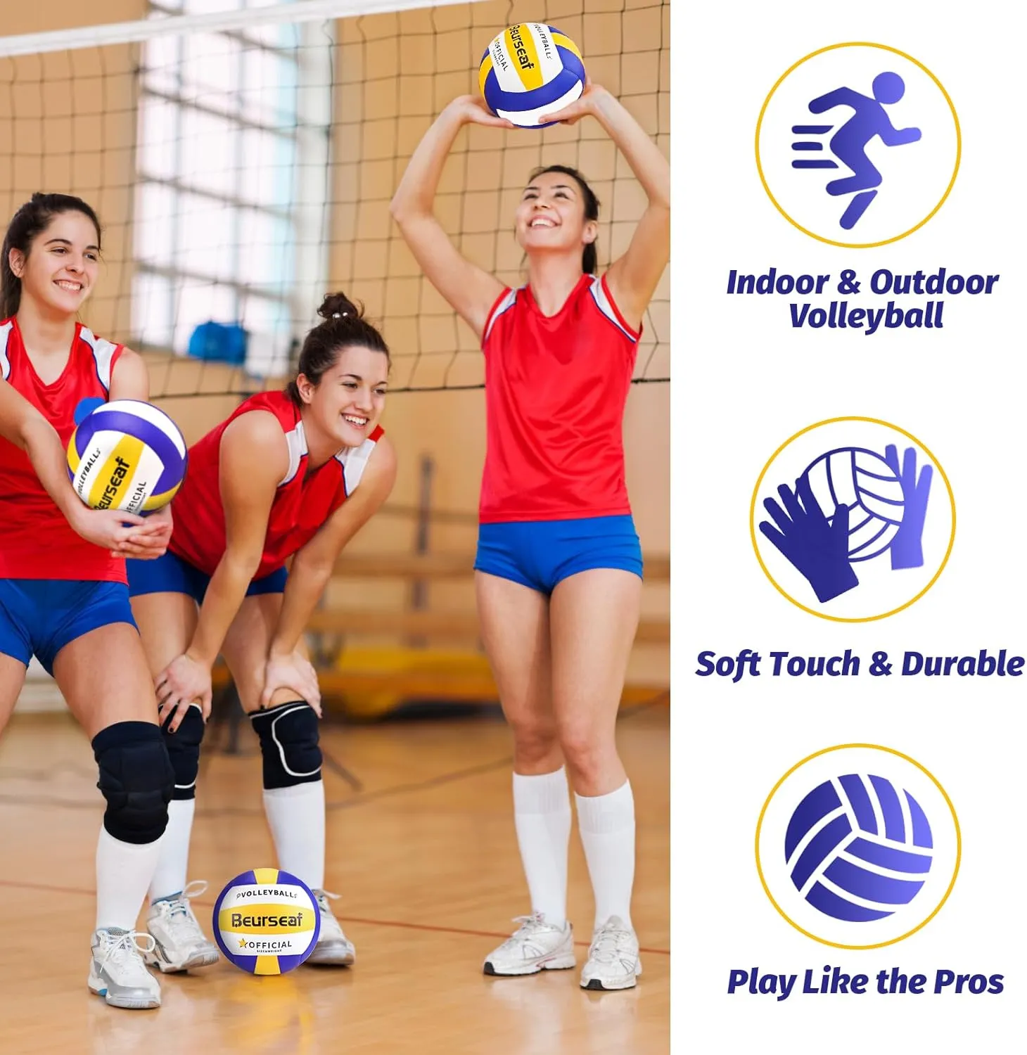 Volleyball, Soft Touch Beach Volleyball, Indoor Outdoor Volleyball for Beach Game Training, Official Size 5