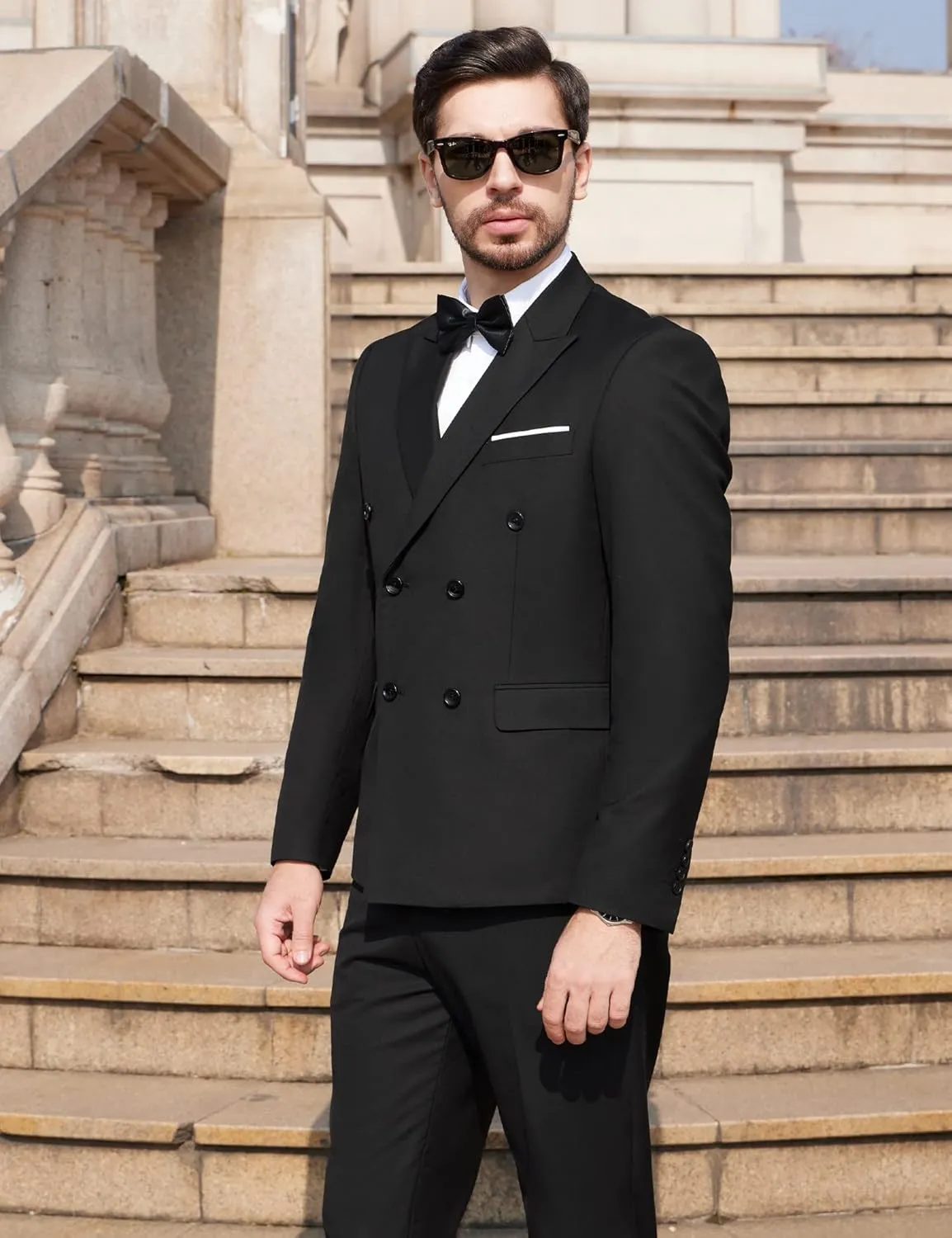 WEEN CHARM Men's Suits Slim Fit 2 Piece Two Button Blazer Wedding Prom Tuxedo Single Breasted Jacket Pants Set