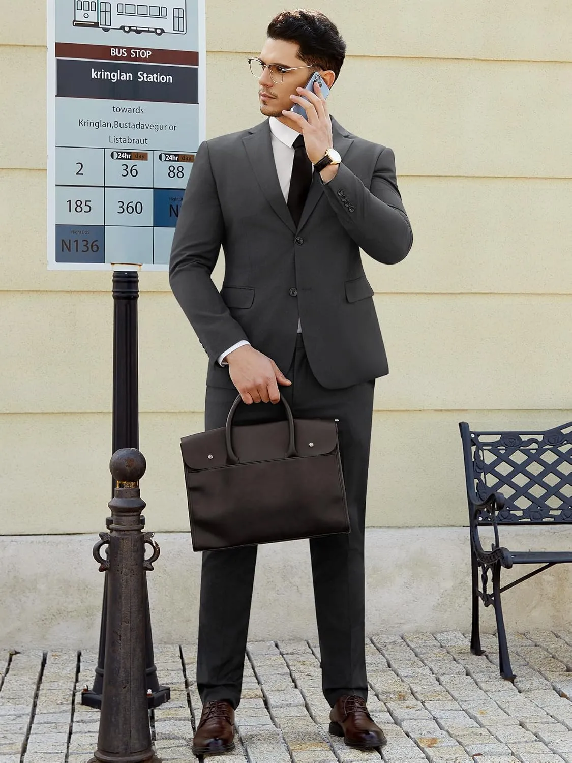 WEEN CHARM Men's Suits Slim Fit 2 Piece Two Button Blazer Wedding Prom Tuxedo Single Breasted Jacket Pants Set