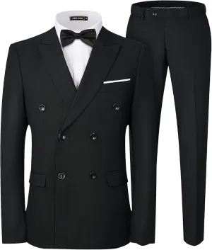 WEEN CHARM Men's Suits Slim Fit 2 Piece Two Button Blazer Wedding Prom Tuxedo Single Breasted Jacket Pants Set