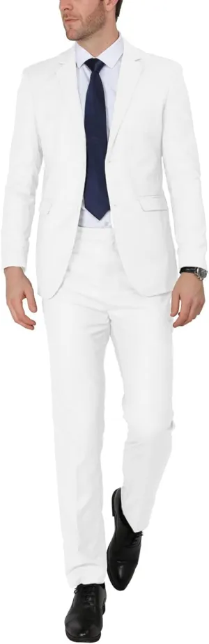 WEEN CHARM Men's Suits Slim Fit 2 Piece Two Button Blazer Wedding Prom Tuxedo Single Breasted Jacket Pants Set