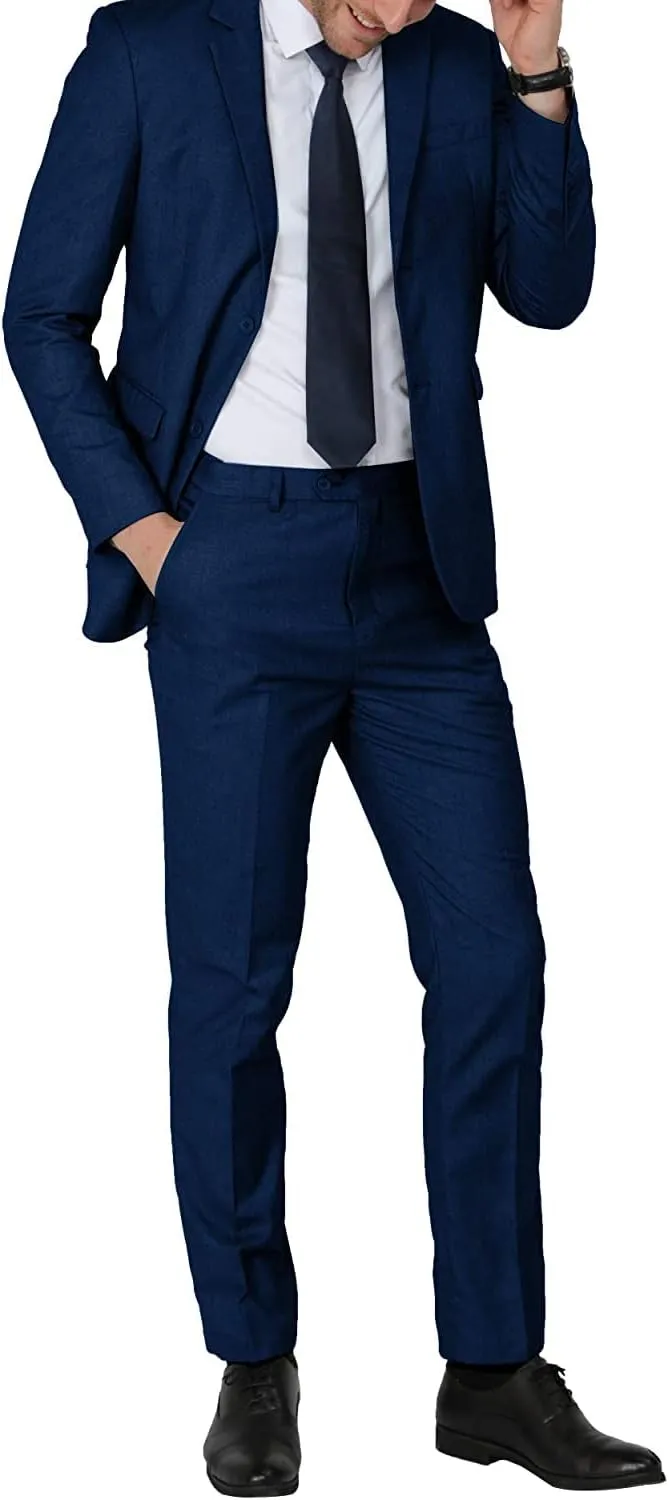 WEEN CHARM Men's Suits Slim Fit 2 Piece Two Button Blazer Wedding Prom Tuxedo Single Breasted Jacket Pants Set