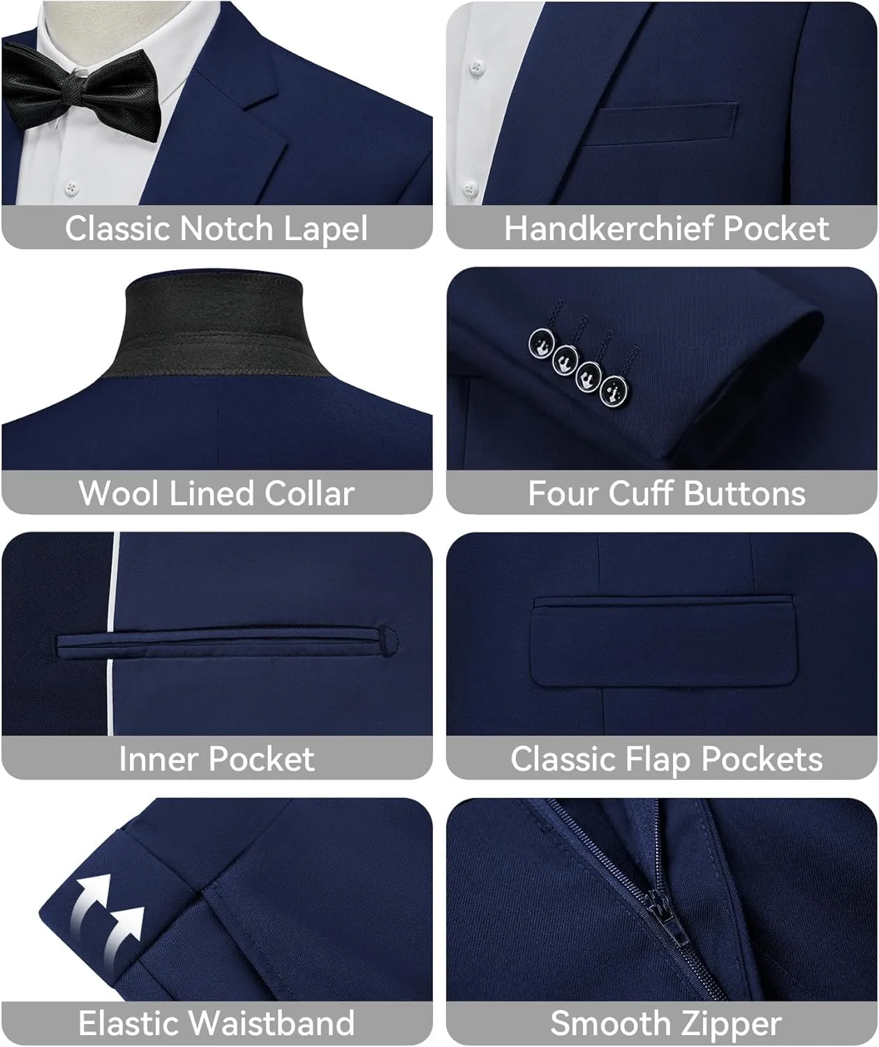 WEEN CHARM Men's Suits Slim Fit 2 Piece Two Button Blazer Wedding Prom Tuxedo Single Breasted Jacket Pants Set