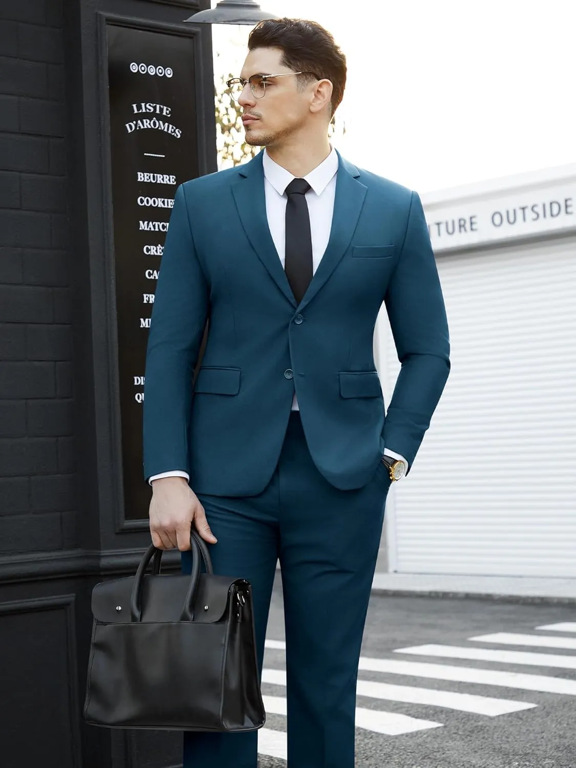 WEEN CHARM Men's Suits Slim Fit 2 Piece Two Button Blazer Wedding Prom Tuxedo Single Breasted Jacket Pants Set