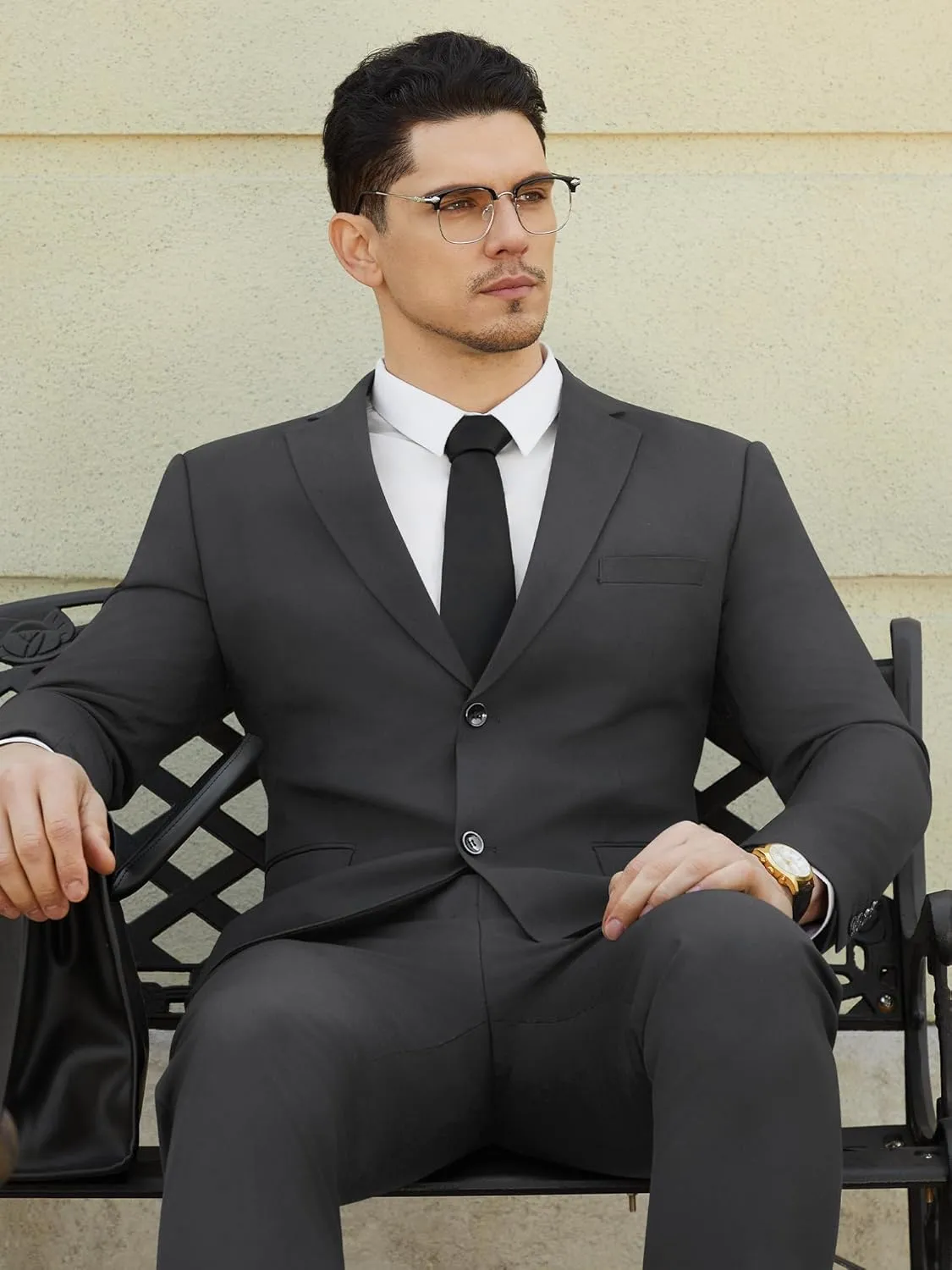 WEEN CHARM Men's Suits Slim Fit 2 Piece Two Button Blazer Wedding Prom Tuxedo Single Breasted Jacket Pants Set