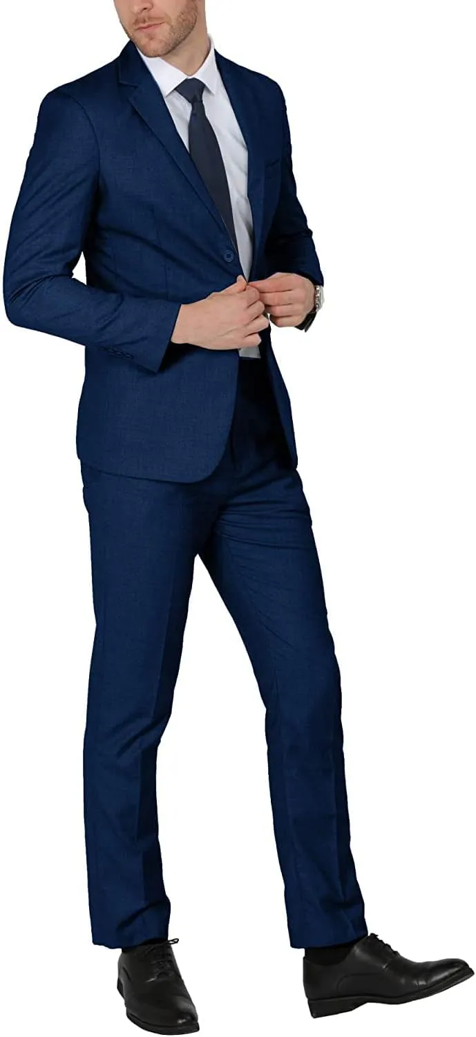 WEEN CHARM Men's Suits Slim Fit 2 Piece Two Button Blazer Wedding Prom Tuxedo Single Breasted Jacket Pants Set