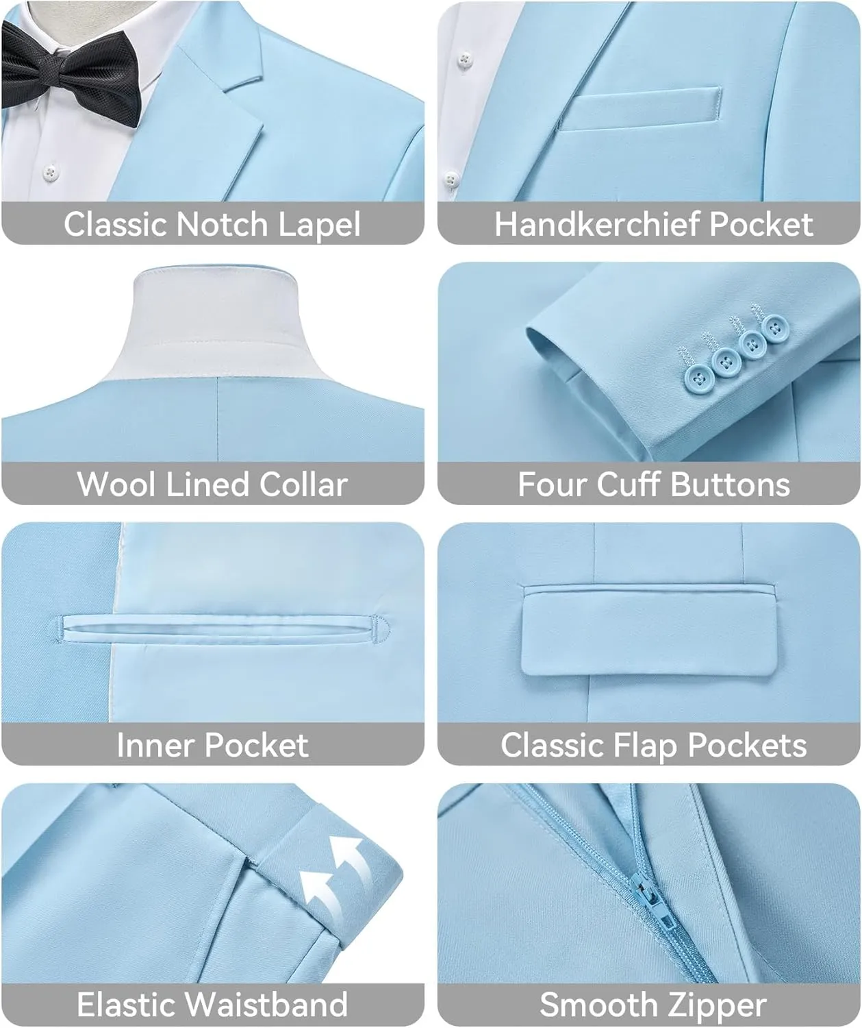 WEEN CHARM Men's Suits Slim Fit 2 Piece Two Button Blazer Wedding Prom Tuxedo Single Breasted Jacket Pants Set