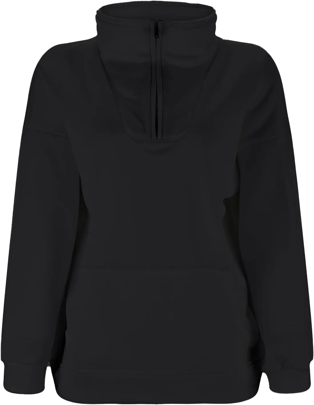 Women Half Zip Sweatshirts Oversized Long Sleeve Pocket Cropped Pullover Tops Trendy Fall Fashion Y2k Clothes