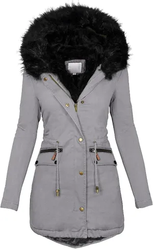 Women Plus Size Winter Overcoat Women's Jacket Thick Outwear Plush Lined Hooded Coat Warm Womens Fleece Plus Size