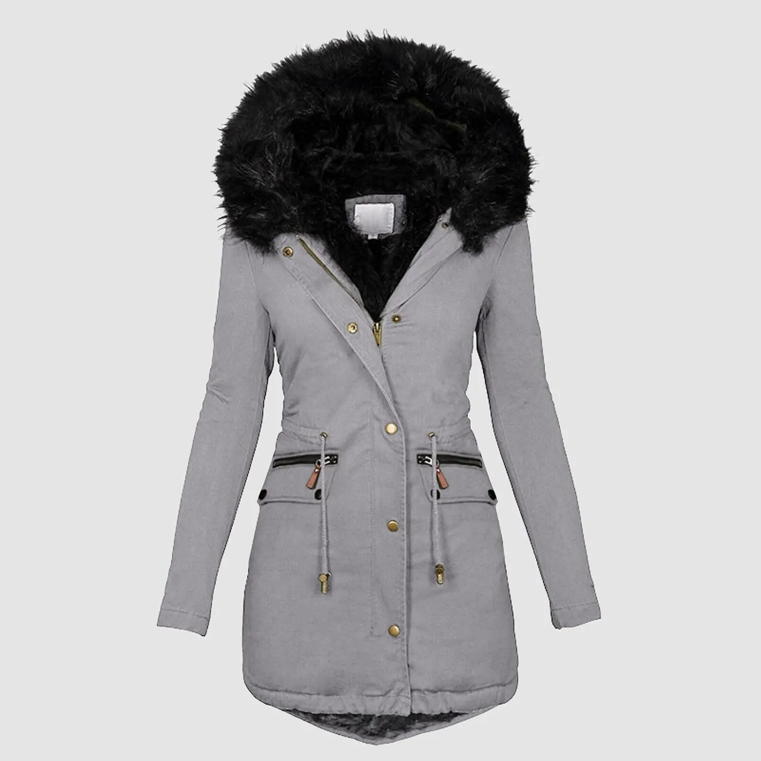 Women Plus Size Winter Overcoat Women's Jacket Thick Outwear Plush Lined Hooded Coat Warm Womens Fleece Plus Size