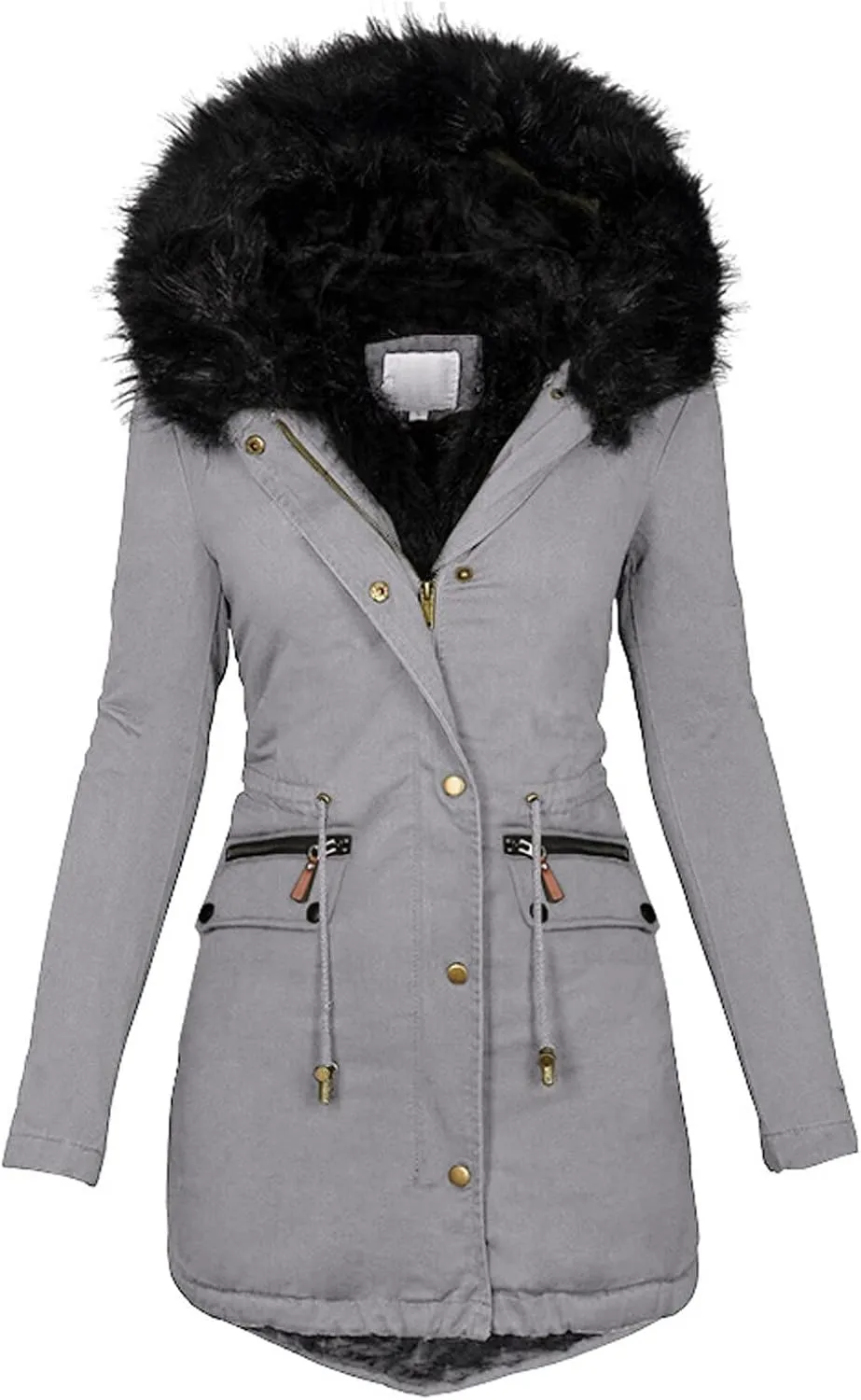 Women Plus Size Winter Overcoat Women's Jacket Thick Outwear Plush Lined Hooded Coat Warm Womens Fleece Plus Size