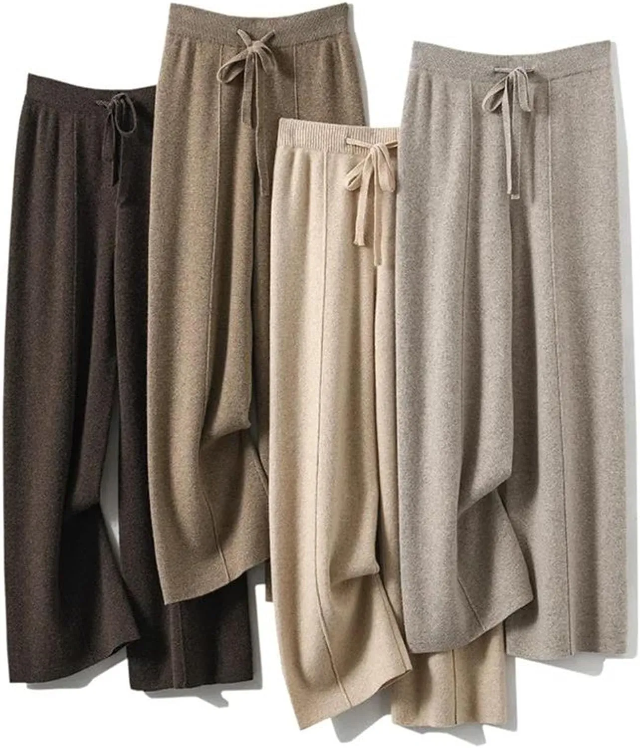 Women’s Cashmere Knit Wide-Leg Pants Plush Loose Fit Autumn Winter Minimalist Trousers