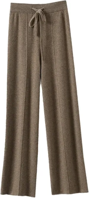 Women’s Cashmere Knit Wide-Leg Pants Plush Loose Fit Autumn Winter Minimalist Trousers