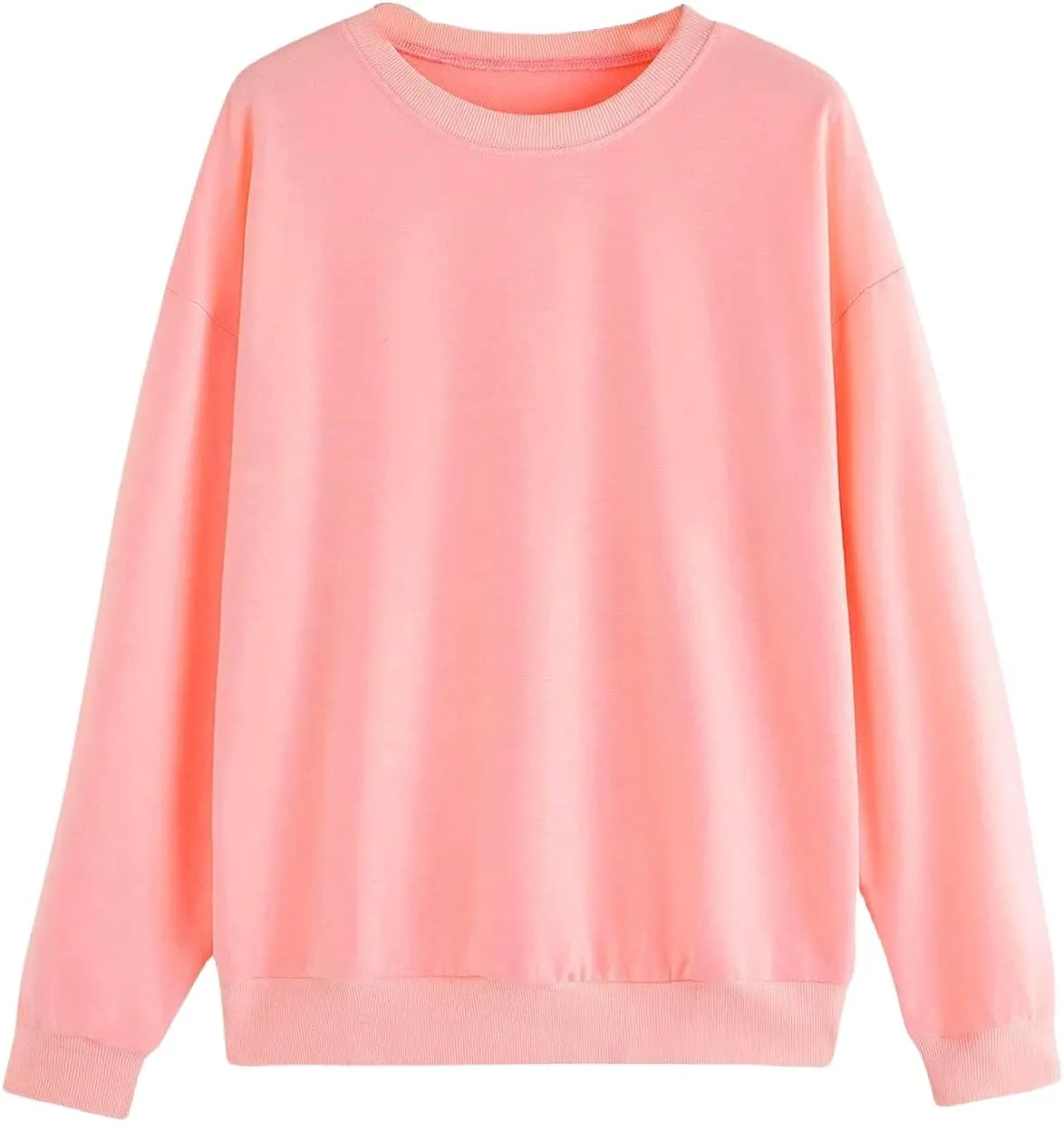 Women's Casual Crew Neck Oversized Sweatshirts Long Sleeve Solid Tunic Tops Fall Loose Fitting Cute Pullovers Shirts