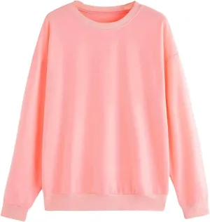 Women's Casual Crew Neck Oversized Sweatshirts Long Sleeve Solid Tunic Tops Fall Loose Fitting Cute Pullovers Shirts