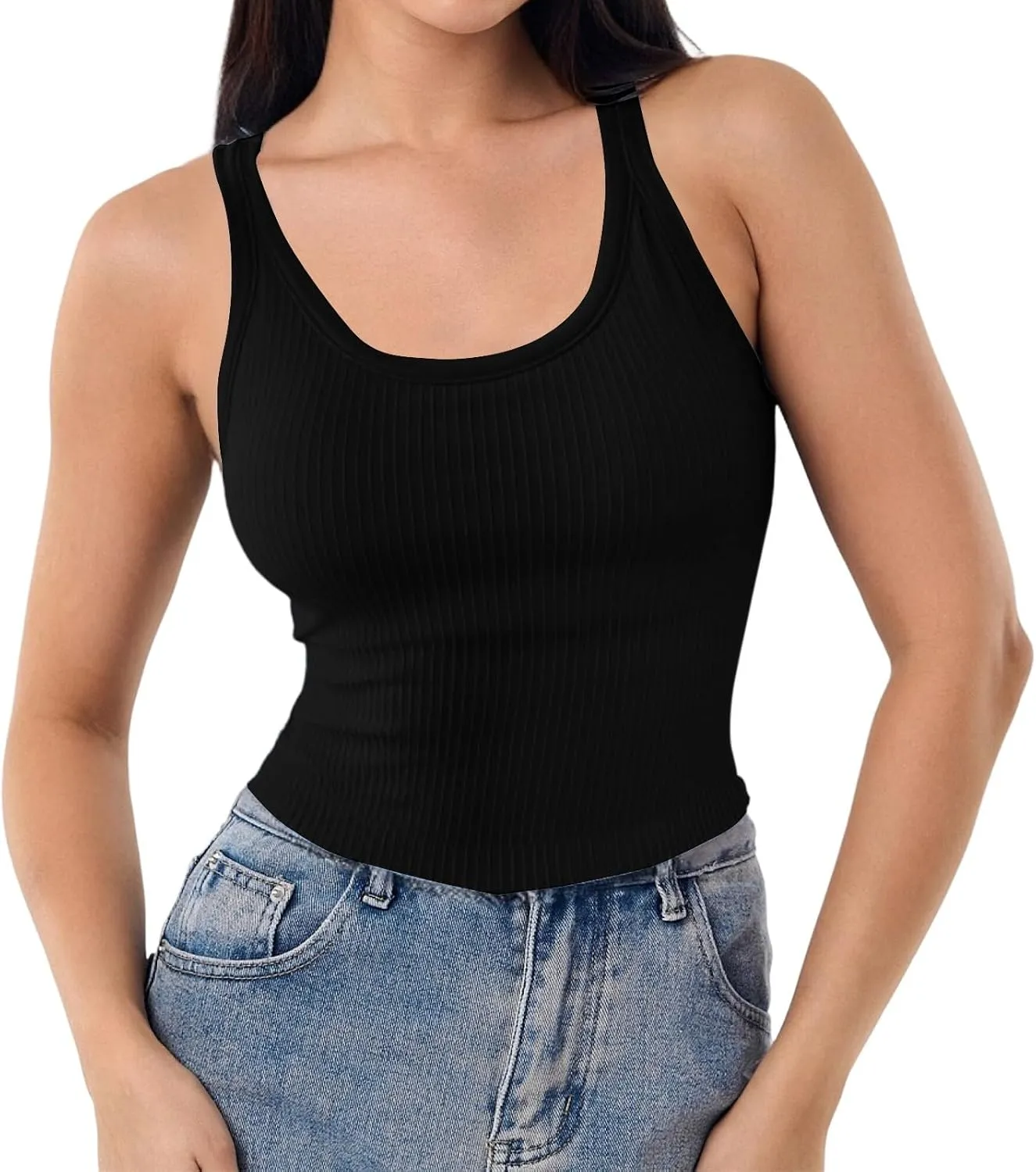 Women's Cotton Tank Top with Shelf Bra Adjustable Spaghetti Strap Camisole Soft Touch Casual Tops Basic Cami Tanks