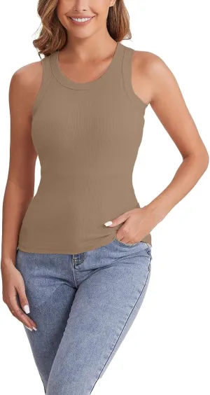Women's Cotton Tank Top with Shelf Bra Adjustable Spaghetti Strap Camisole Soft Touch Casual Tops Basic Cami Tanks