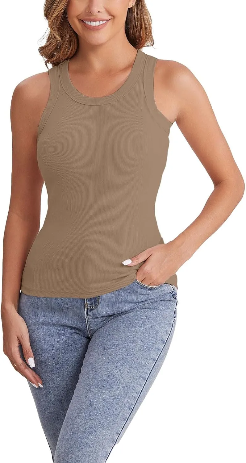 Women's Cotton Tank Top with Shelf Bra Adjustable Spaghetti Strap Camisole Soft Touch Casual Tops Basic Cami Tanks
