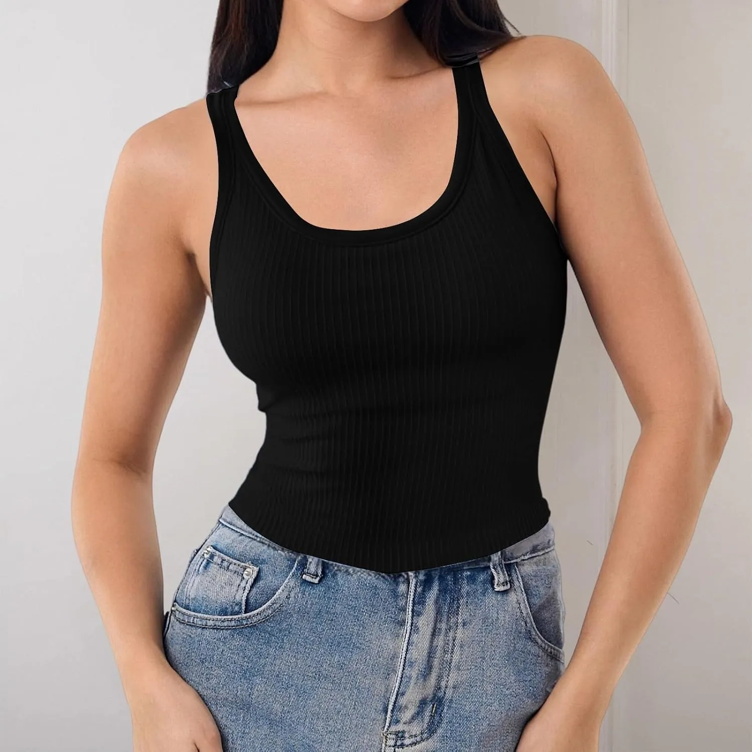 Women's Cotton Tank Top with Shelf Bra Adjustable Spaghetti Strap Camisole Soft Touch Casual Tops Basic Cami Tanks