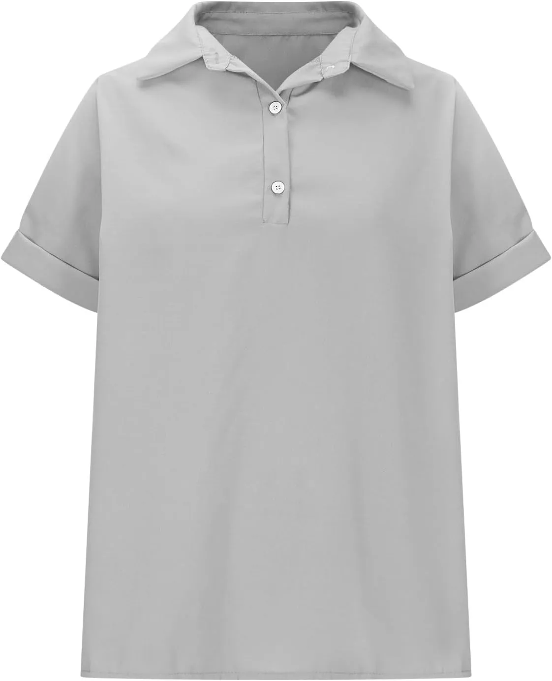 Women's Cpttpn Linen Button Up Shirts with Side Slit, Short Sleeve V-Neck Collared Tops Golf Shirt Casual Summer Tee