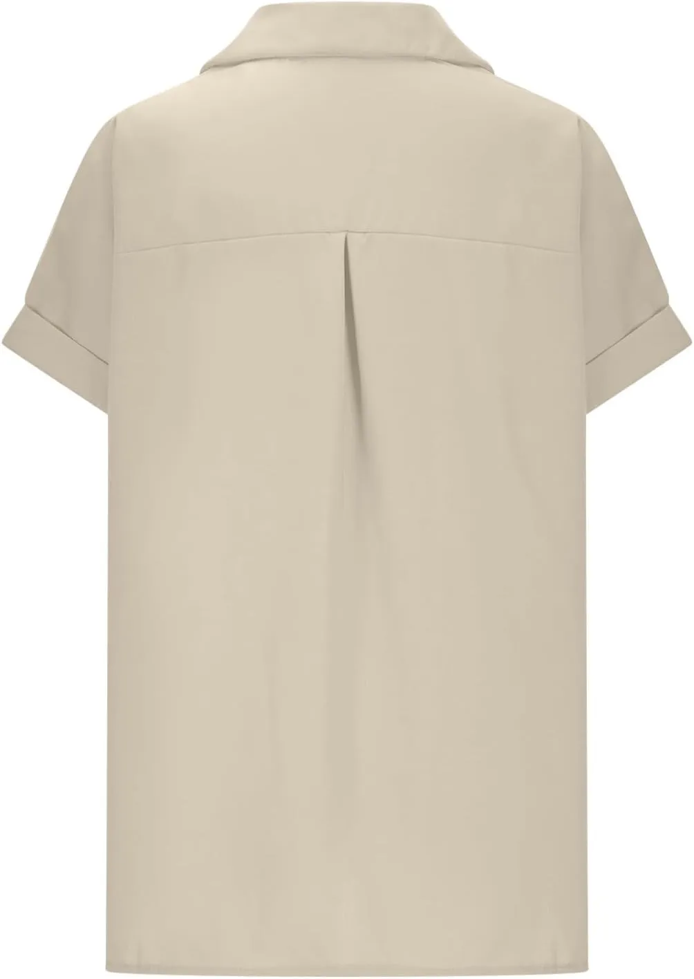 Women's Cpttpn Linen Button Up Shirts with Side Slit, Short Sleeve V-Neck Collared Tops Golf Shirt Casual Summer Tee