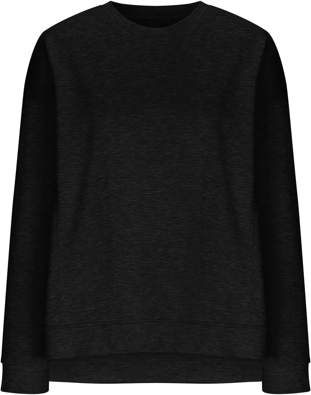 Women's Crewneck Oversized Sweatshirt Hoodless Fashion Solid Comfy Long Sleeve Slit Hem Outfit Pullover Sweatshirt