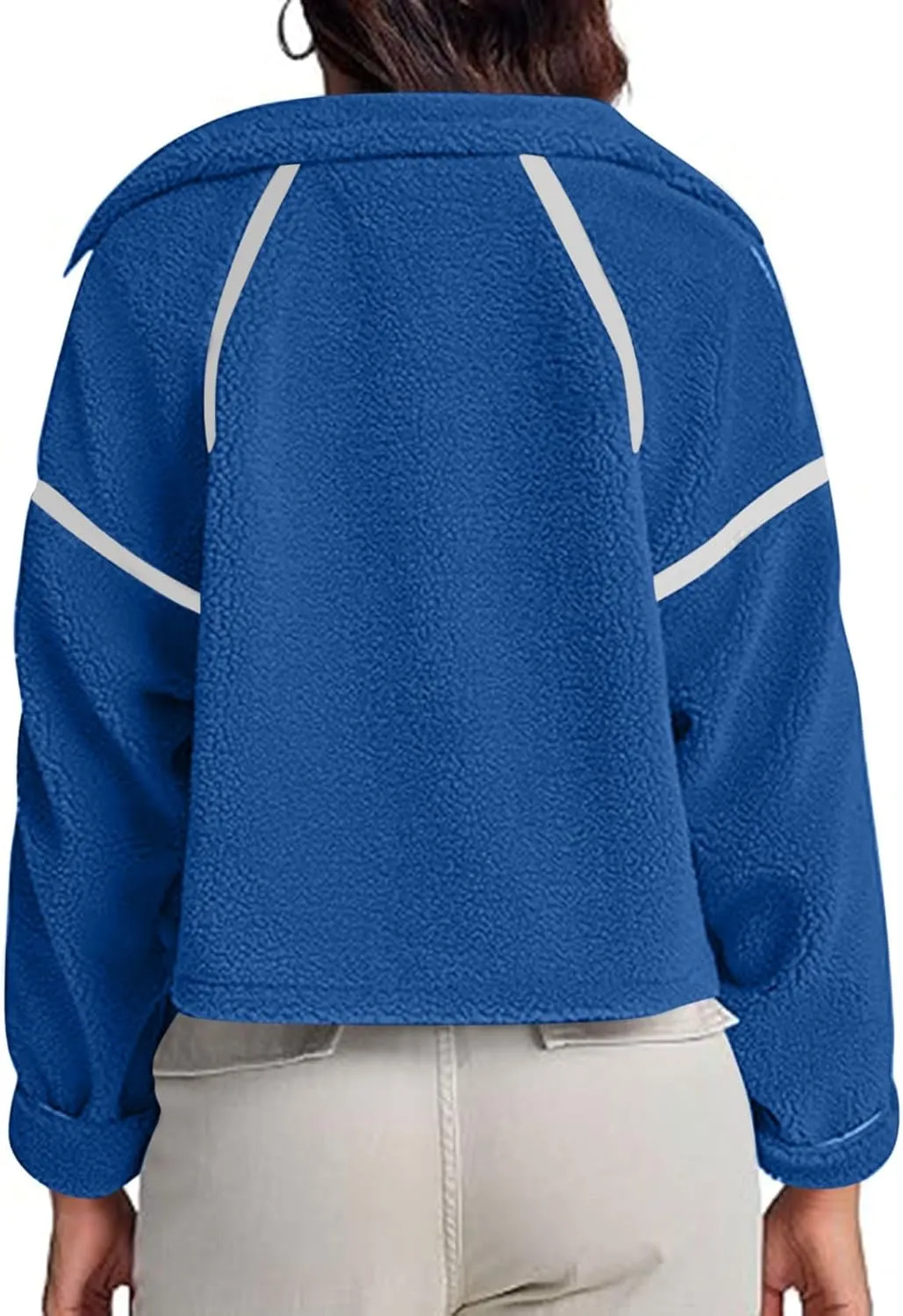 Women's Cropped Sherpa Hoodie Fleece Zip Up Jacket Warm Hooded Sweatshirt for Casual Winter and Fall Outfits